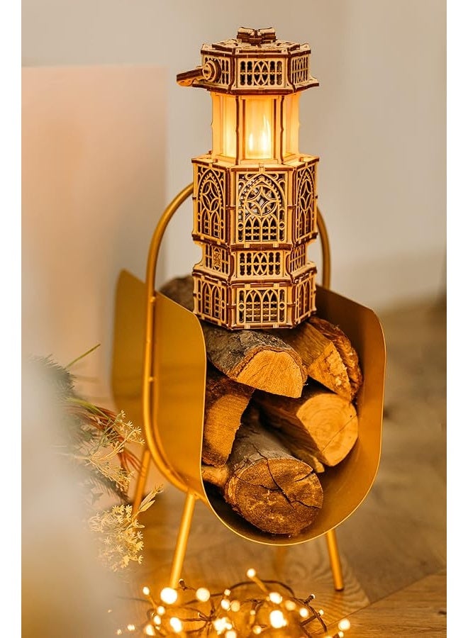 Wood Trick Antique Lantern Luminous LED 3D Wooden Puzzles for Adults and Kids to Build - 2-Mode Lighting - Engineering DIY Project Mechanical 3D Puzzle Model Kits for Adults