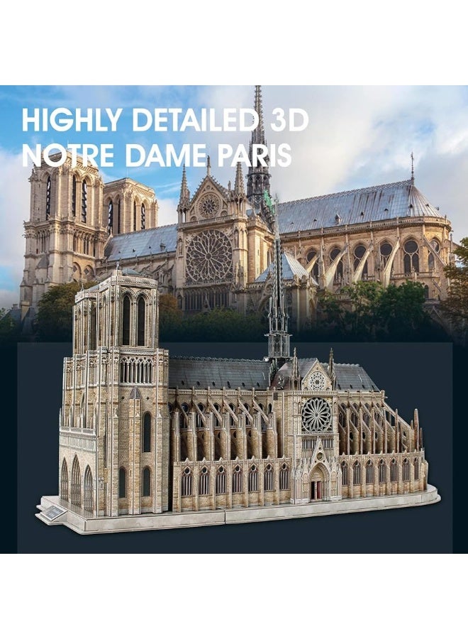 3D Puzzles for Adults - Large Notre Dame de Paris 3D Puzzle - Half-Opening Architecture, Enjoy Interior Views - Anniversary, Christmas, 2023 Gifts - 293 Pieces