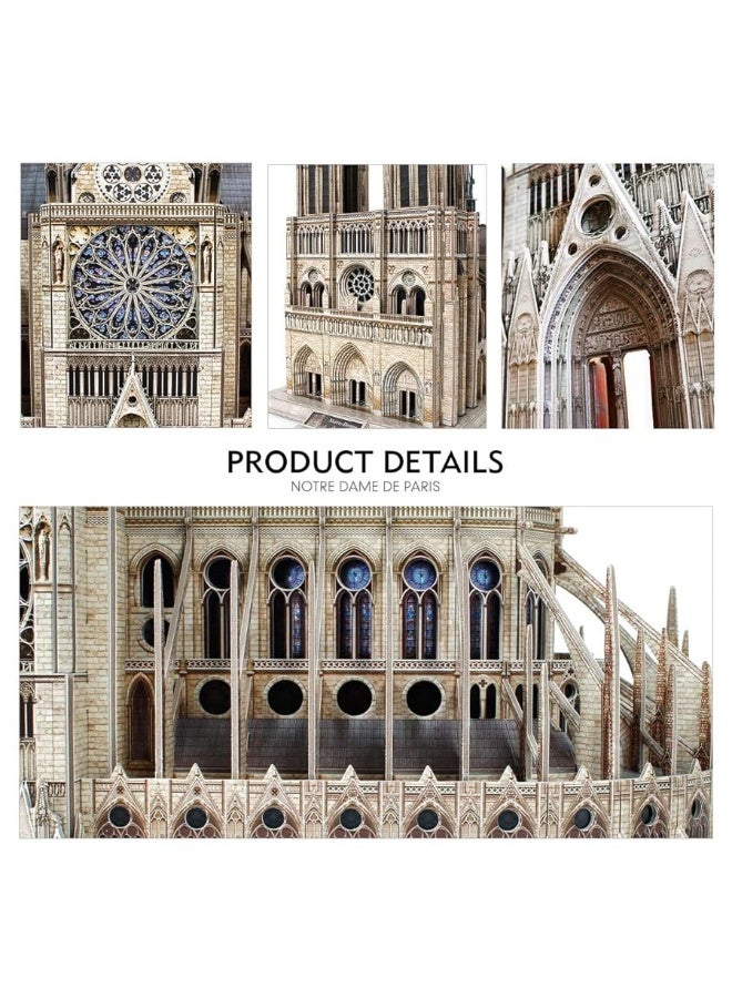 3D Puzzles for Adults - Large Notre Dame de Paris 3D Puzzle - Half-Opening Architecture, Enjoy Interior Views - Anniversary, Christmas, 2023 Gifts - 293 Pieces