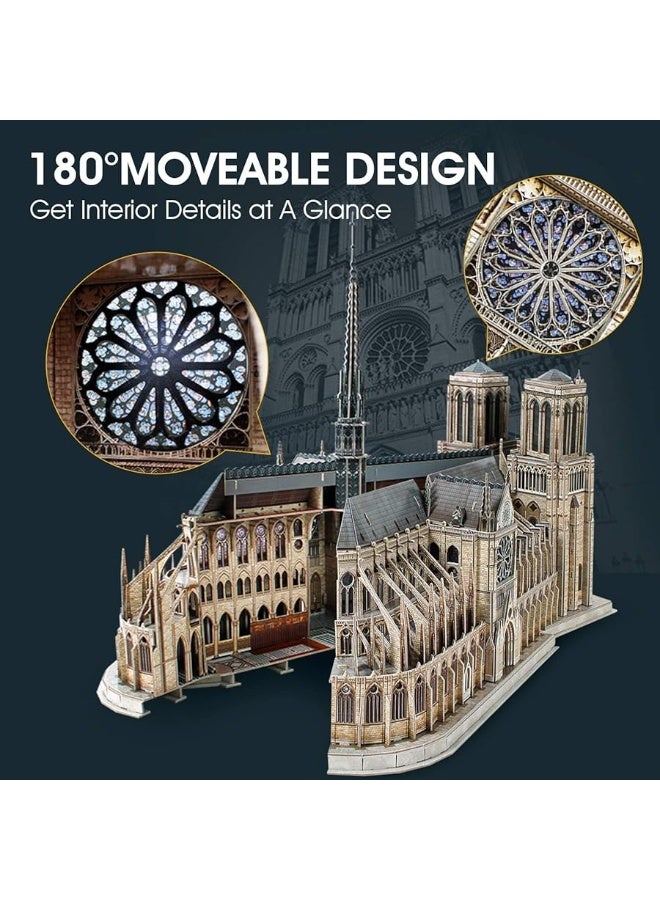 3D Puzzles for Adults - Large Notre Dame de Paris 3D Puzzle - Half-Opening Architecture, Enjoy Interior Views - Anniversary, Christmas, 2023 Gifts - 293 Pieces