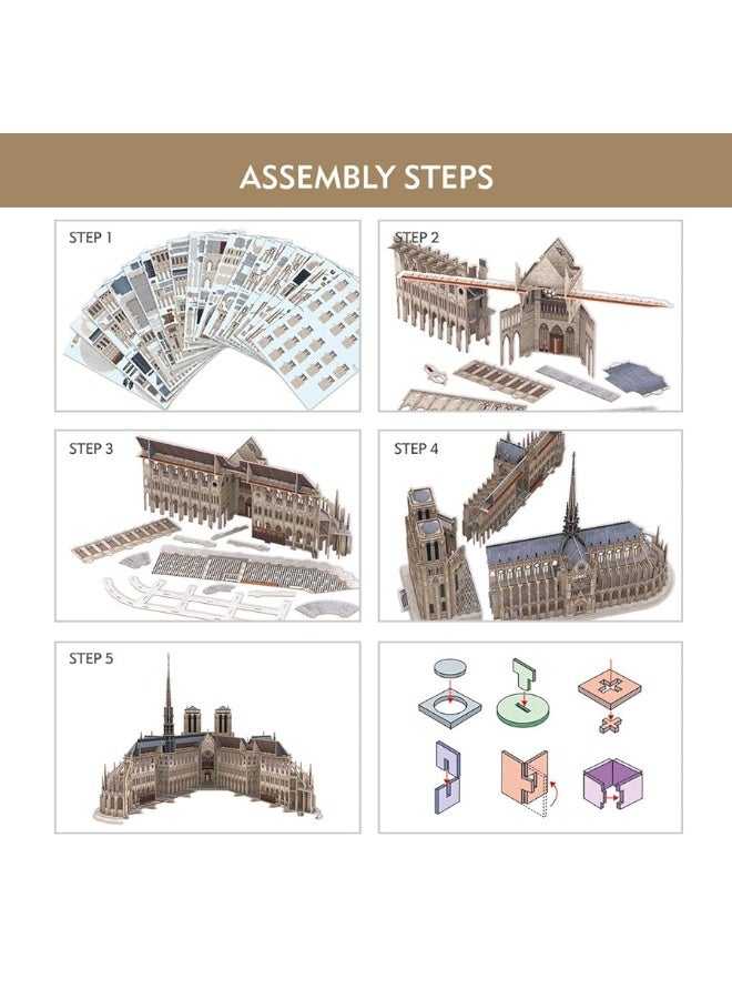 3D Puzzles for Adults - Large Notre Dame de Paris 3D Puzzle - Half-Opening Architecture, Enjoy Interior Views - Anniversary, Christmas, 2023 Gifts - 293 Pieces