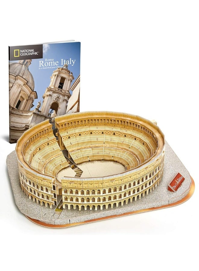 CubicFun National Geographic 3D Puzzle for Adults Kids Rome Colosseum Jigsaw Italy Architecture Model Kits DIY Toys with Booklet Easter Gift for Boys Girls Age 10+, 131 Pieces