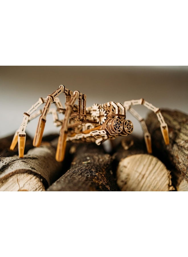 Wood Trick Mechanical Spider 3D Wooden Puzzle - Runs up to 7 feet - Wooden Model Kit for Adults and Kids to Build