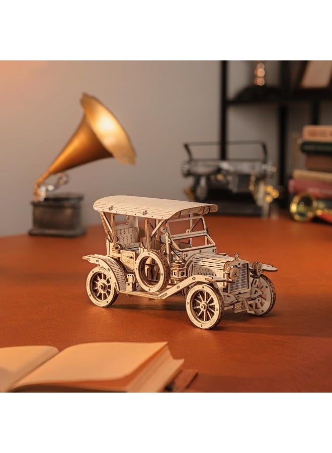 ROKR 3D Wooden Puzzle Model Car Kits to Build for Adults, 1:15 Scale Vintage Car Model Building Kit 298pcs Wood Craft Hobby Gift for Teens Men Women Christmas