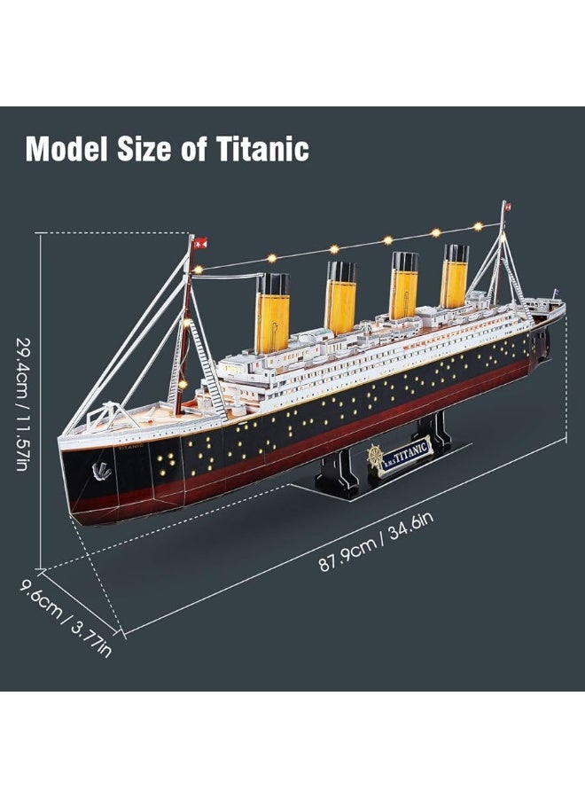 3D Puzzles for Adults - LED Titanic 35'' Large Ship - New Home Desk Decor - House Warming, Wedding, Anniversary, Valentines Day Teacher Gifts for Him Her