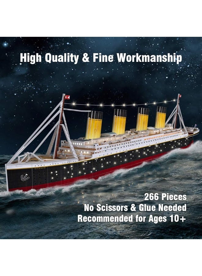 3D Puzzles for Adults - LED Titanic 35'' Large Ship - New Home Desk Decor - House Warming, Wedding, Anniversary, Valentines Day Teacher Gifts for Him Her