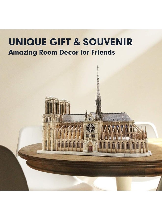 CubicFun 3D Puzzle for Adults Moveable Notre Dame de Paris Church Model Kits Large Challenge French Cathedral Brain Teaser Architecture Building, 293 Pieces Christmas Decorations