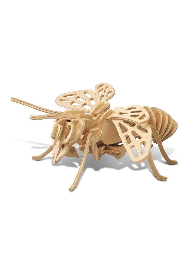 Puzzled 3D Puzzle Honeybee Wood Craft Construction Model Kit, Unique & Educational DIY Wooden Insect Toy Assemble Bee Model Unfinished Crafting Hobby Puzzle to Build & Paint for Decoration 32pcs Pack