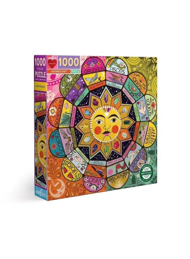 eeBoo Piece and Love Astrology 1000 Piece Square Jigsaw Puzzle Includes The Four Elements Earth Wind Fire and Air Glossy Sturdy Puzzle Pieces