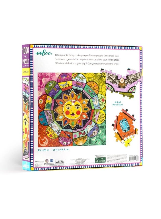 eeBoo Piece and Love Astrology 1000 Piece Square Jigsaw Puzzle Includes The Four Elements Earth Wind Fire and Air Glossy Sturdy Puzzle Pieces