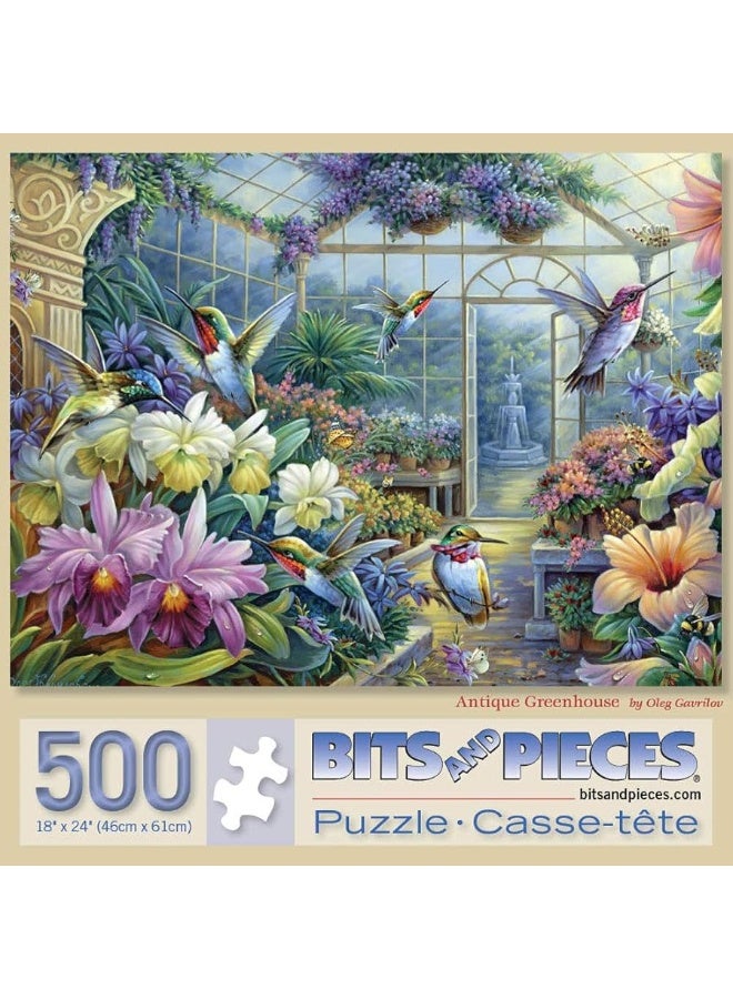 Bits and Pieces  500 Piece Jigsaw Puzzle for Adults 18 x 24  Antique Greenhouse  500 pc Bird Fountain Beautiful Flower Garden Jigsaw by Artist Oleg Gavrilov