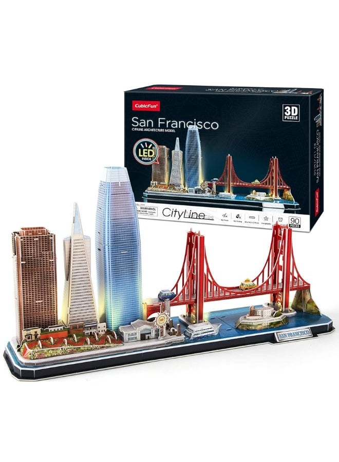 CubicFun 3D Puzzles for Kids Ages 8-10 LED San Francisco Cityline, Arts and Crafts for Kids Ages 8-12 STEM Projects for Kids Ages 8-12 Gifts for 8 Year Old Toys for 8 Year Old Girls Architecture