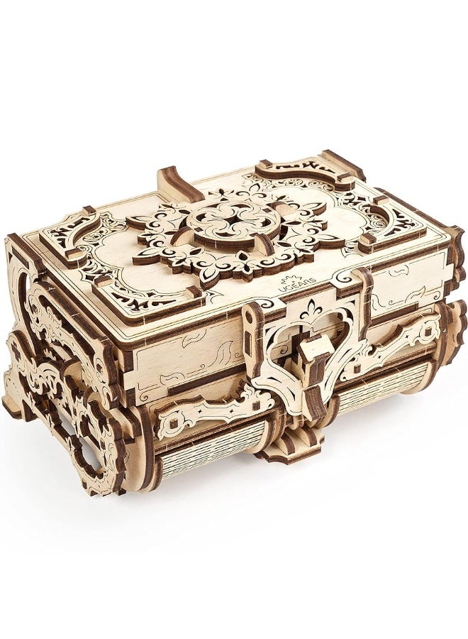 UGEARS 3D Wooden Puzzles Box - 3D Puzzle Antique Wooden Box Wooden Model Kits for Adults and Teens - Laser-Cut Mechanical Model Construction Kit - Ideal Birthday