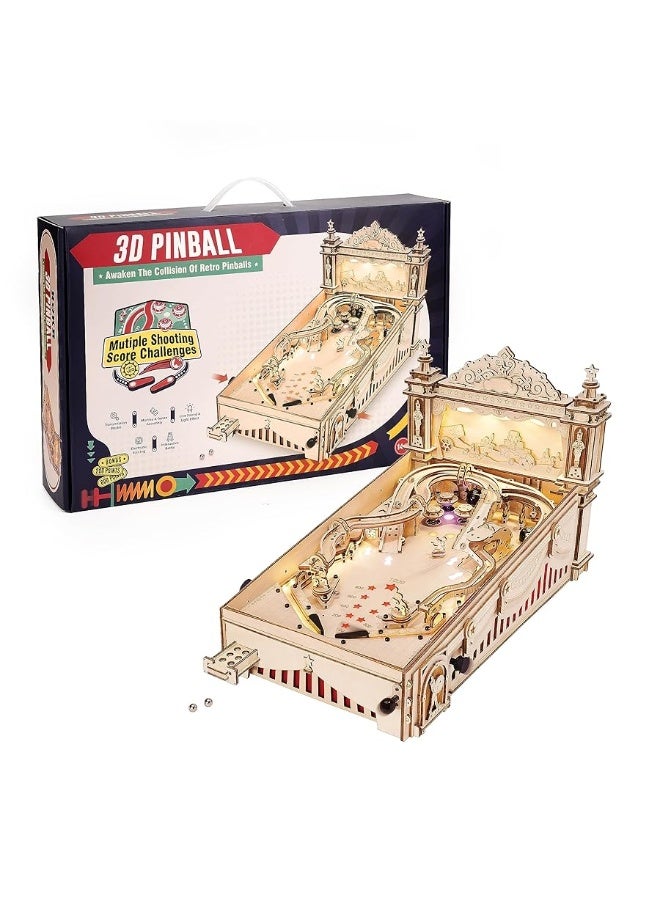 ROBOTIME Pinball Machince EG01  Wooden Puzzles for Adults Miniature Pinball 3D Puzzle