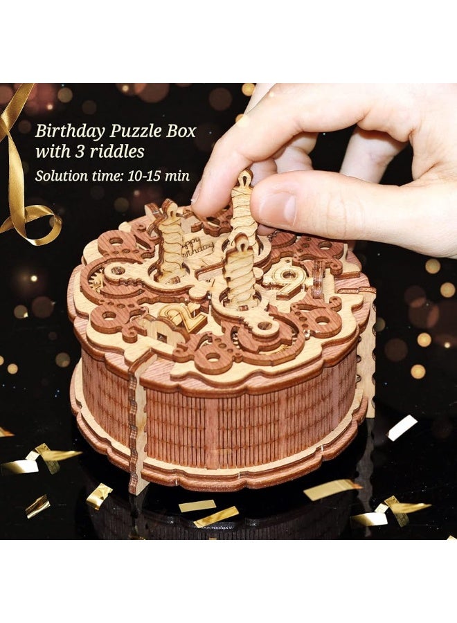 iDventure Birthday Cake Puzzle Gift Box - Tricky Gift Packaging - 3D Puzzle Box for Adults - Money Treasure Box for Cash - Escape Room Game - Brain Teaser - Birthday Gift Gadget for Men and Women