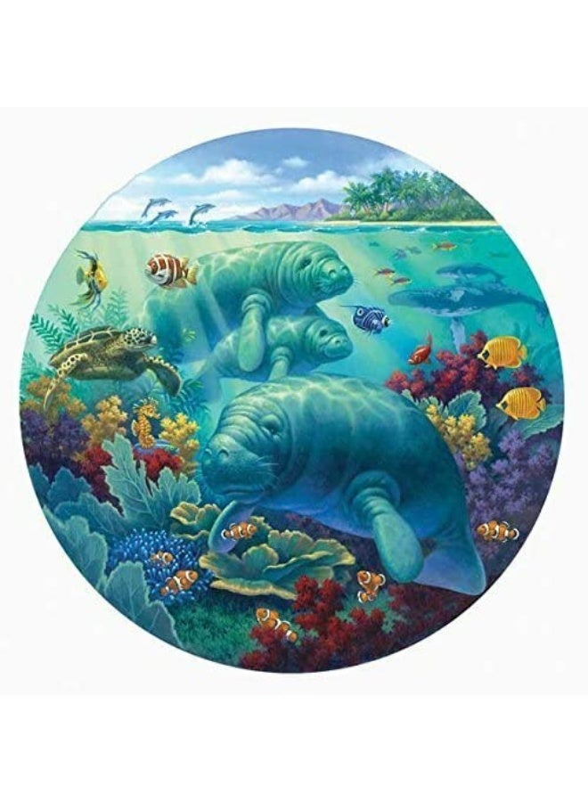 SUNSOUT INC - Manatee Beach - 500 pc Round Jigsaw Puzzle by Artist: Corbert Gauthier - Finished Size 19.5