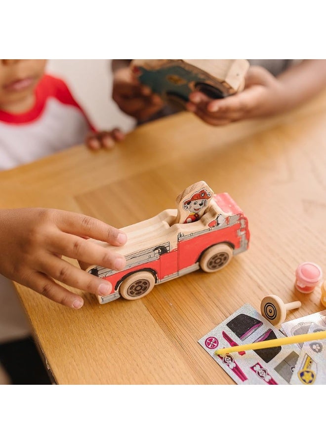 Melissa & Doug PAW Patrol Wooden Vehicles Craft Kit - 3 Decorate Your Own Vehicles, 3 Play Figures