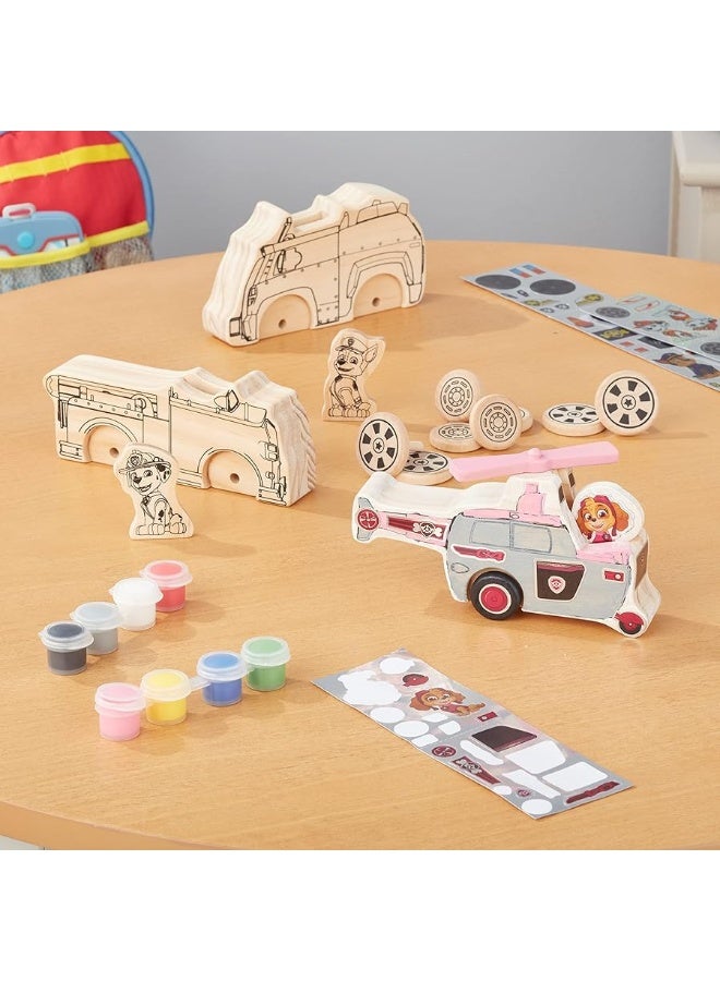 Melissa & Doug PAW Patrol Wooden Vehicles Craft Kit - 3 Decorate Your Own Vehicles, 3 Play Figures