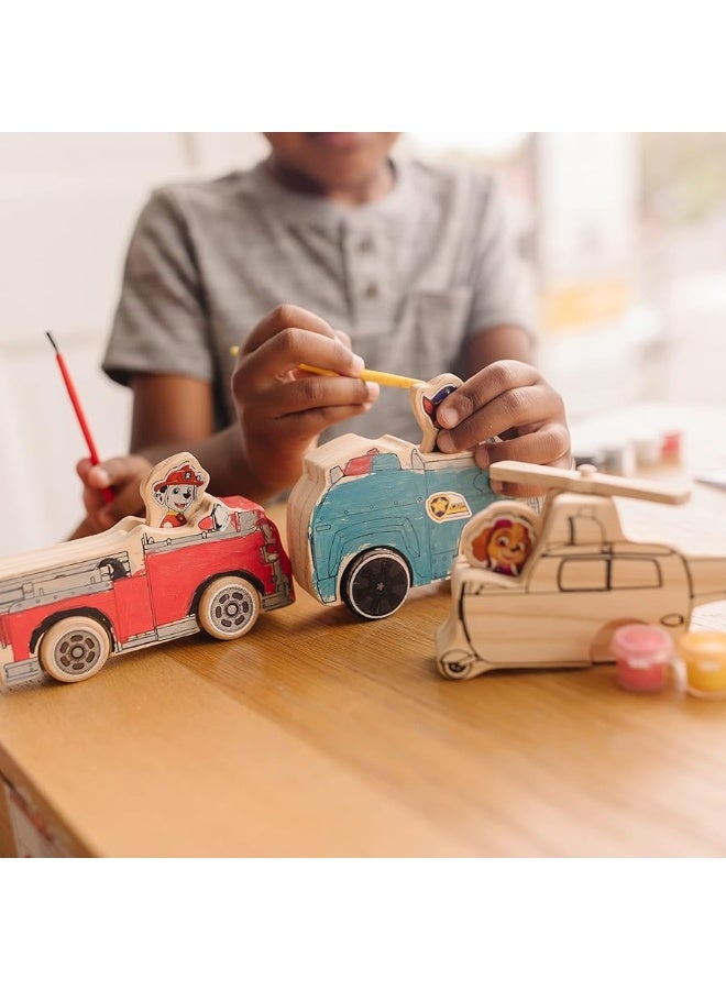 Melissa & Doug PAW Patrol Wooden Vehicles Craft Kit - 3 Decorate Your Own Vehicles, 3 Play Figures