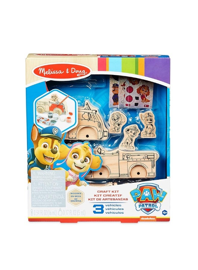 Melissa & Doug PAW Patrol Wooden Vehicles Craft Kit - 3 Decorate Your Own Vehicles, 3 Play Figures