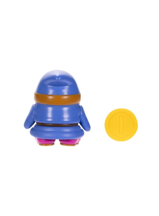 Nintendo Super Mario 4-Inch Blue Shy Guy Poseable Figure with Coin Accessory. Ages 3+ (Officially licensed)