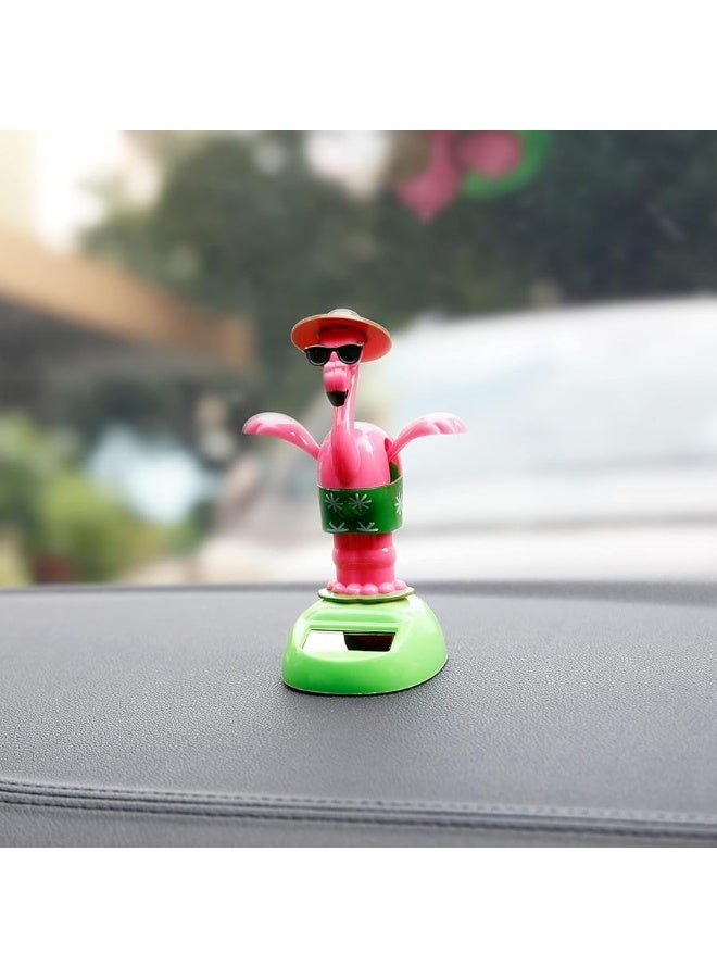 YGMONER Flapping Wings Flamingo Solar Powered Hawaii Style Shaking Ornaments Car Dashboard Dancer Bobble Head (Flamingo A)