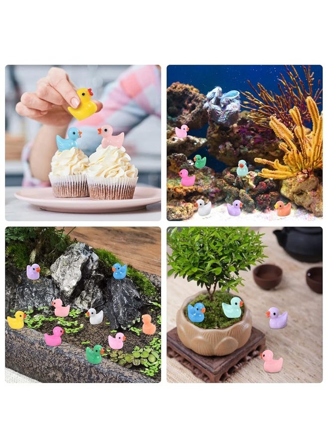 220 Pcs Mini Resin Duck Birthday Party Miniature Figure Landscape Aquarium DIY Decoration Bonsai Interior Christmas Fairy Garden Hide and Seek Prank 11 Colors