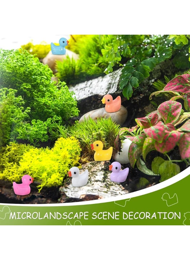 220 Pcs Mini Resin Duck Birthday Party Miniature Figure Landscape Aquarium DIY Decoration Bonsai Interior Christmas Fairy Garden Hide and Seek Prank 11 Colors