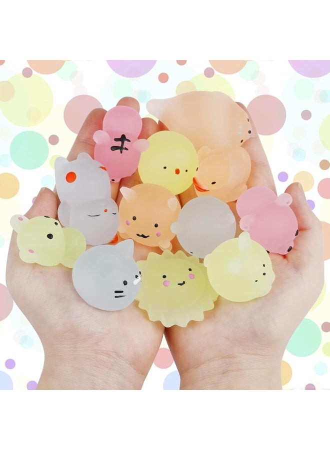 Outee 50 Pcs Mochi Toys Mini Mochi Animals Toys Glow in The Dark Toys Stress Relief Toys Bulk Mochi Cat Random Halloween Kids Party Favors for Goodie Bag