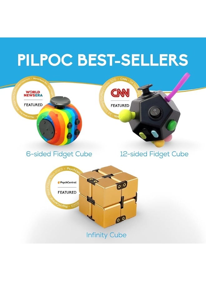 PILPOC theFube Infinity Cube Fidget Toy - Quality Aluminum Infinity Fidgeting Cube for Adults with Case, Sturdy, Heavy (Black)