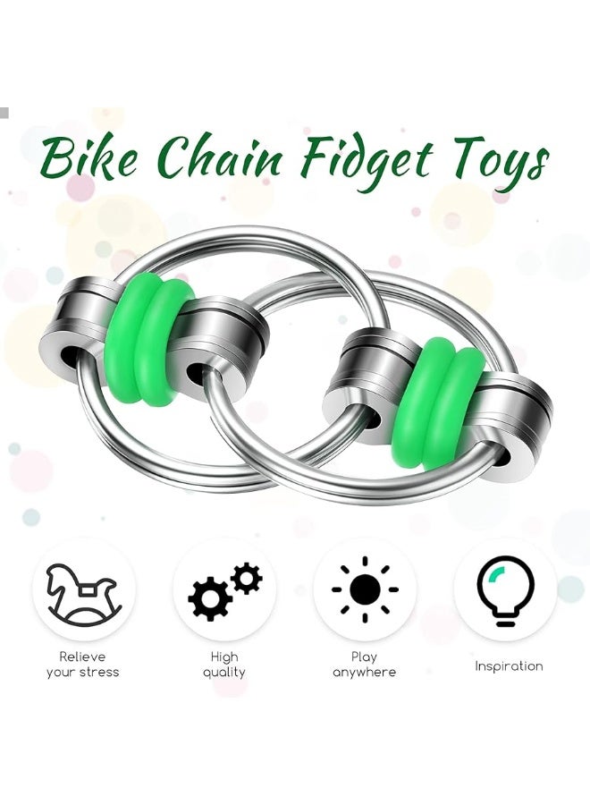 Fidget Bike Chain Flippy Chain Toys for ADHD Stress Relief Finger Toys Fidget Flippy Key Chains for Adults and Teens 10 Pcs