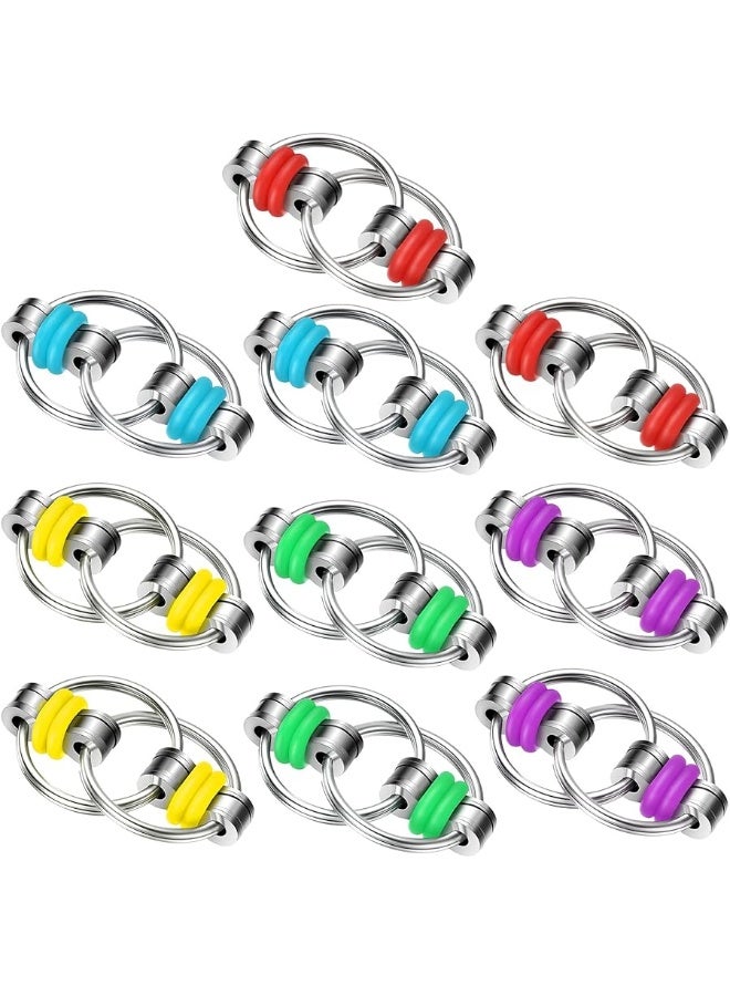 Fidget Bike Chain Flippy Chain Toys for ADHD Stress Relief Finger Toys Fidget Flippy Key Chains for Adults and Teens 10 Pcs