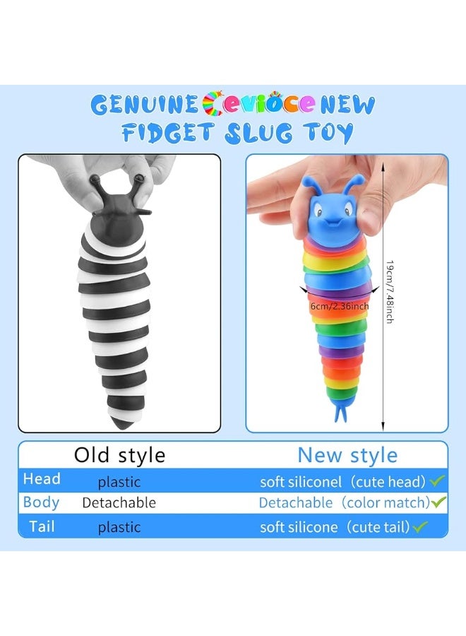 Cevioce Fidget Slug Toy, Sensory Slug Fidget Toys for Kids & Adults, 1Pc Autism Sensory Toys for Autistic Children Toddlers, Toddler Toys - 3 4 5 6 7 8+ Year Old Girl Boy Birthday Gifts