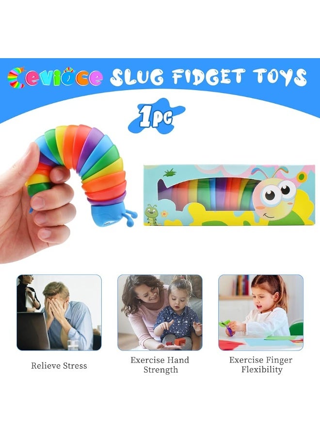 Cevioce Fidget Slug Toy, Sensory Slug Fidget Toys for Kids & Adults, 1Pc Autism Sensory Toys for Autistic Children Toddlers, Toddler Toys - 3 4 5 6 7 8+ Year Old Girl Boy Birthday Gifts