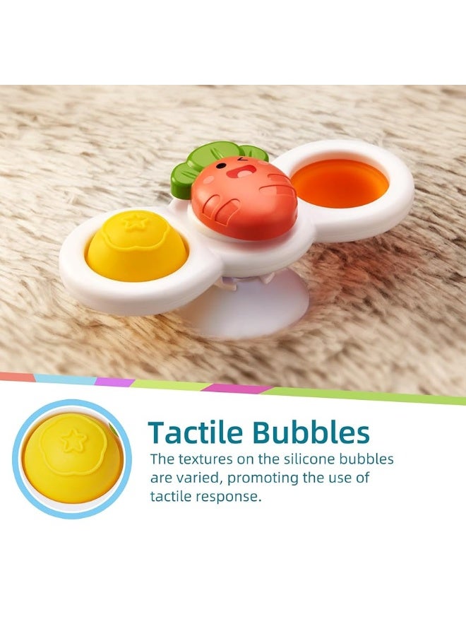LiKee Strong Suction Cup Fidget Spinnerz Sensory Bath Toys for Baby 12 18 Months Airplane Car Travel Table  Window Toys for 1 2 Year Old Toddler Boys and Girls Sun