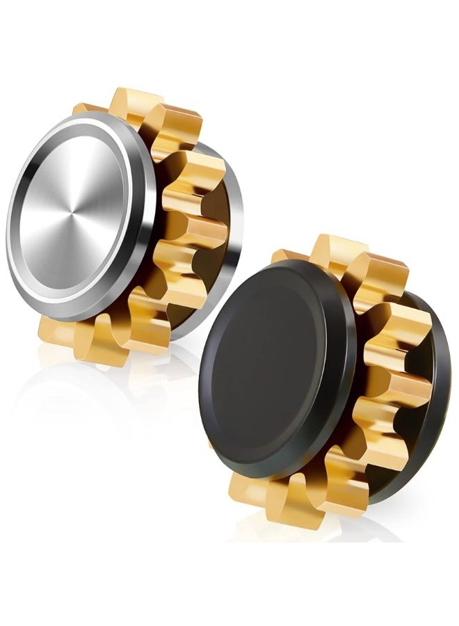 2 Pieces Copper Gear Metal Spinner Toy Small Fidget Toy Solid Metal Brass Gear Mini Steel Bearing for Adults Copper Gear Design Boredom Killing Time Toys Black Silver Gold