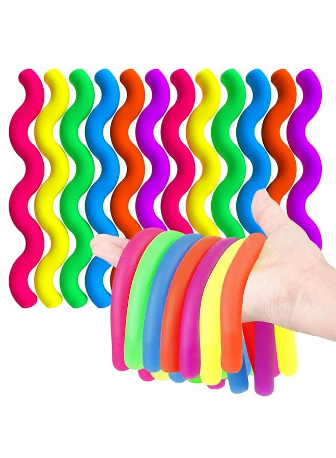 BUNMO Stretchy Strings 12pk Mini | Calming Monkey Stretch Noodles | String Noodles | Sensory Fidget Stretch Toys | Sensory Stretch Strings