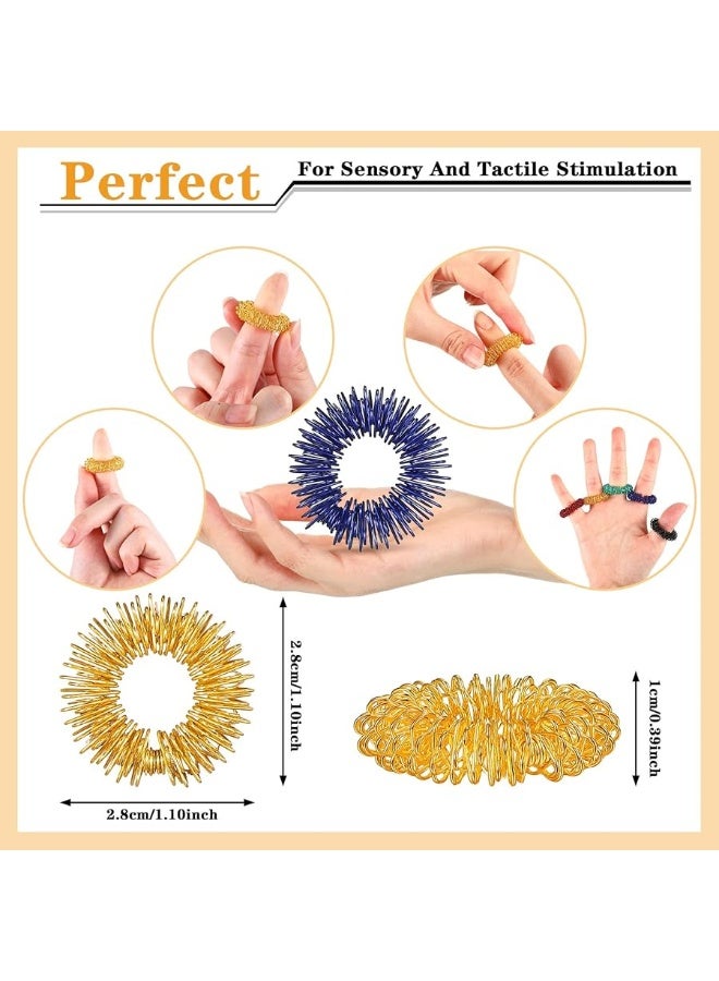 12 Pieces Fidget Anxiety Rings Including 6 Pieces Spiky Sensory Finger Rings, Spinner Rings, Anxiety Rings, Zircon Ring with Beads for Women Men