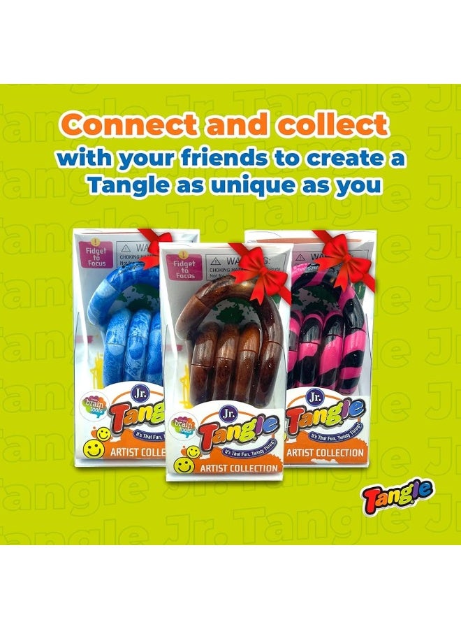 Tangle Jr. Masterpiece (3-Pack) - Maple, Splash, Stria Artistic Pattern for Unique Fidget Experience - Fidget with These at Work Or School Or Meetings - Twist Fidget Toy for Kids and Adults