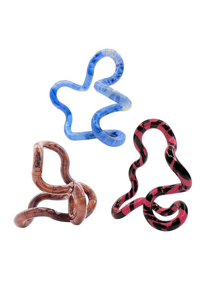 Tangle Jr. Masterpiece (3-Pack) - Maple, Splash, Stria Artistic Pattern for Unique Fidget Experience - Fidget with These at Work Or School Or Meetings - Twist Fidget Toy for Kids and Adults