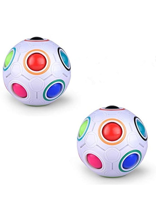 Cuberspeed Bundle 2 pcs Magic Rainbow Ball Fidget Toy Puzzle Magic Rainbow Ball Puzzle Fun Fidget