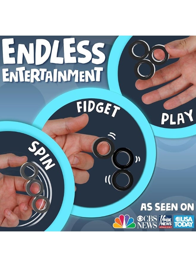 BUNMO Magnetic Rings Black Fidget Toy | Fidget Toys Adults | Magnetic Fidget Rings | Endless Hours of Fun | Spin, Connect & Play | Addictive Fidget Toy for Boys & Girls | Great Teen Gift