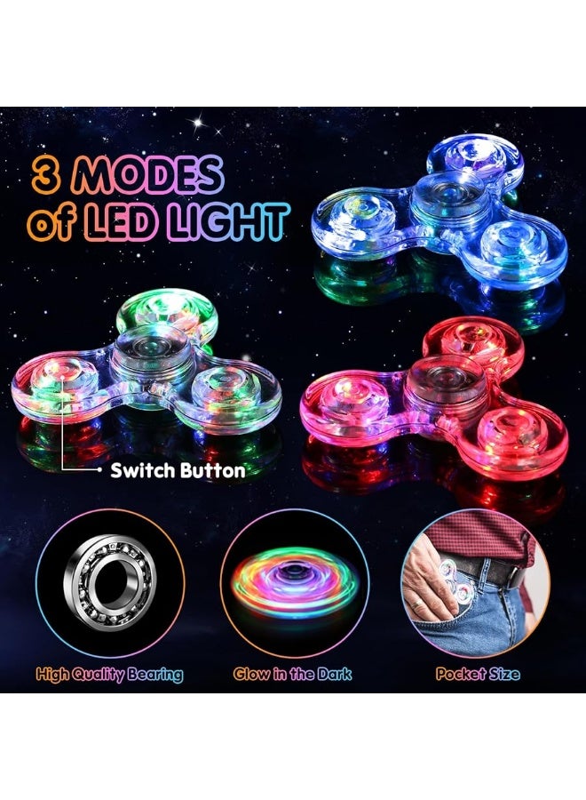 Gigilli Fidget Spinners 2 Pack, LED Light up Sensory Fidget Toys for Kids Adults, Glow in The Dark Fidget Toys for Teens Boys Girls Classroom Prizes for Kids 4-8-12, ADHD Stress Anxiety Relief Fidgets