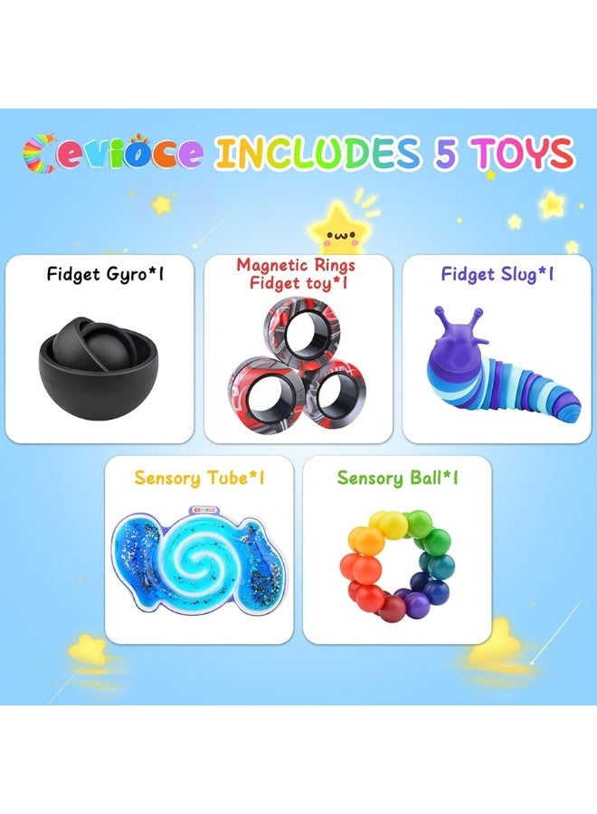 Cevioce 5 Pcs Fidget Toys Adults Pack, Toddler Sensory Toys for Autistic Children, Autism Toys for Kids 3+ Year Old, Cool Toys for Boys Teens ADHD, Bulk Gifts for Kids Christmas Easter Basket Stuffer