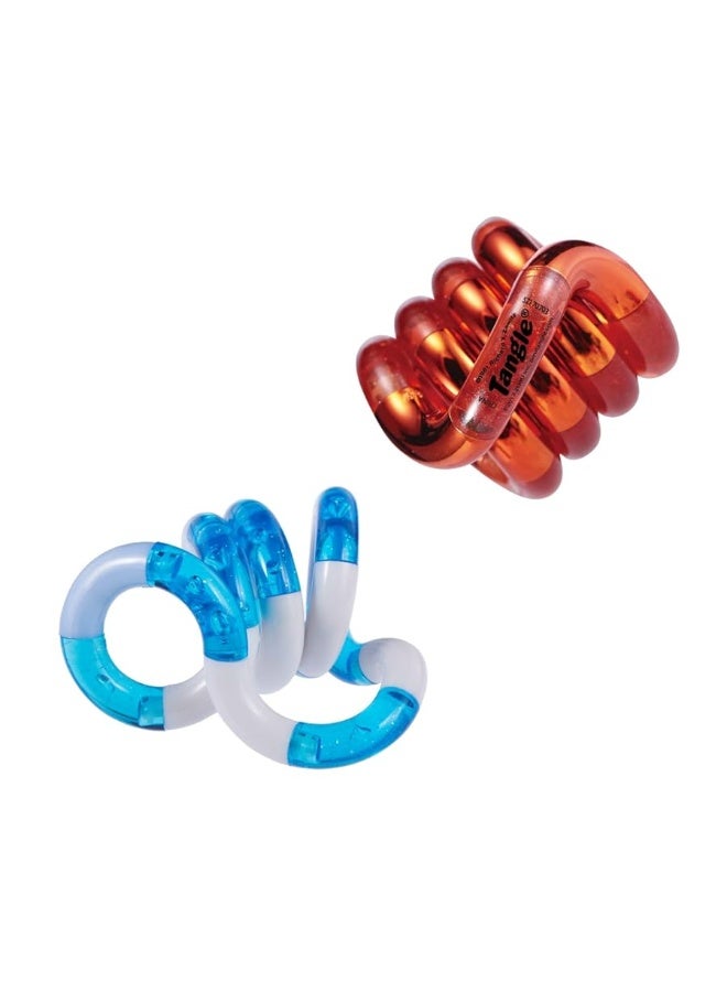 Tangle Crush 2Pack Fire and Ice  Twist Fidgets for Boys and Girls  Tangle Jr Fidget Toys