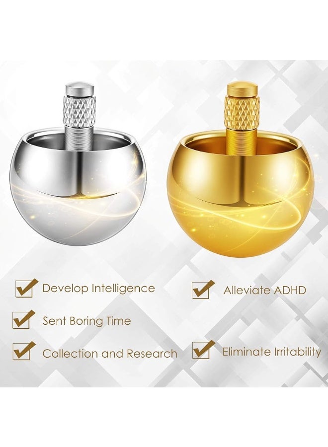 2 Pieces Metal Spinning Top Metal Flip Over Top Kids Aluminum Top Spinner Top Physics Toy Gyroscope Stainless Steel Top Educational Toys for Girls Boys and Adult