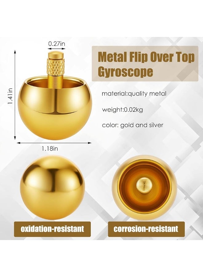 2 Pieces Metal Spinning Top Metal Flip Over Top Kids Aluminum Top Spinner Top Physics Toy Gyroscope Stainless Steel Top Educational Toys for Girls Boys and Adult