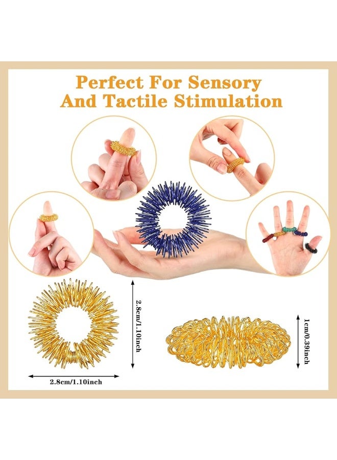 12 Pieces Fidget Anxiety Rings Including 6 Pieces Spiky Sensory Finger Rings, Spinner Rings, Anxiety Rings, Zircon Ring with Beads for Women Men