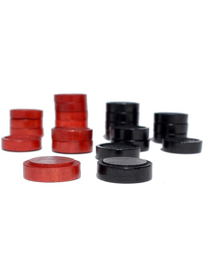 WE Games Checkers Pieces Only, Wooden Checker Board Game Pieces, 24 Red and Black Stackable Player Pieces with a Drawstring Storage Bag, 1.5 Inch Diameter Carved Versatile Backgammon Game Pieces
