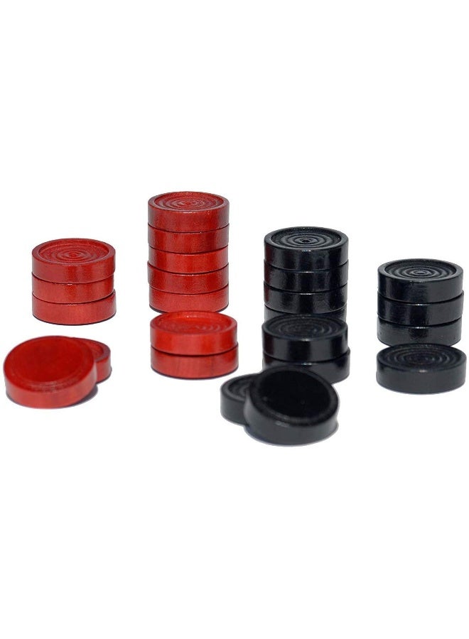 WE Games Checkers Pieces Only, Wooden Checker Board Game Pieces, 24 Red and Black Stackable Player Pieces with a Drawstring Storage Bag, 1.5 Inch Diameter Carved Versatile Backgammon Game Pieces